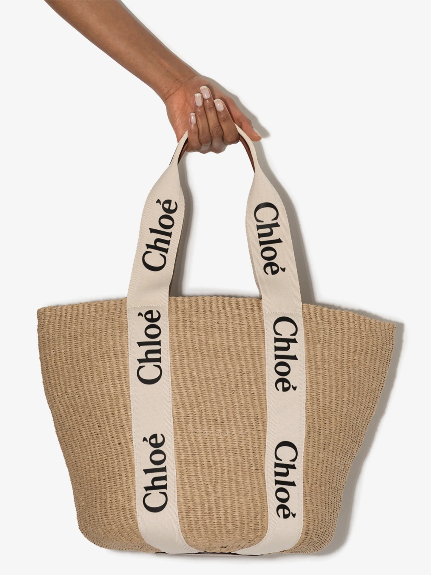 Chloé large Woody logo-strap tote bag